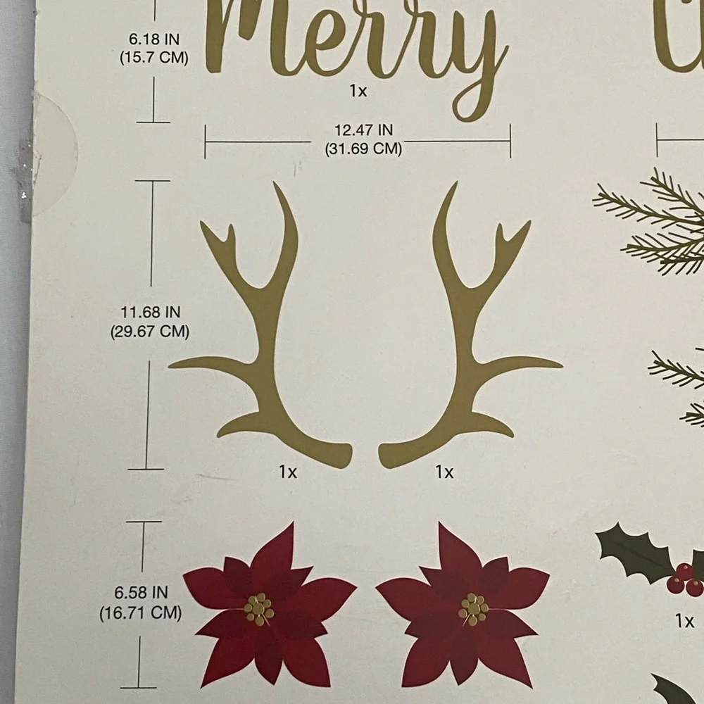 Decorative‎ Merry Christmas Antlers Sticker Decor